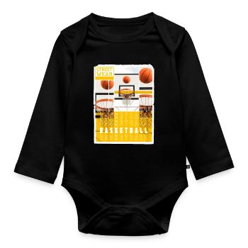 Basketteur Basketteur Basket Dunking Sport Vintage - Body Bébé bio manches longues - noir - Devant