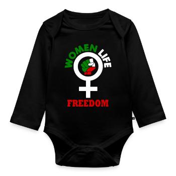 Women life freedom - Body Bébé bio manches longues - noir - Devant