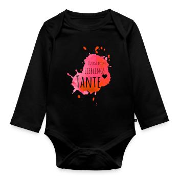 Lieblings Tante - Baby Bio-Langarm-Body - Schwarz - Vorne