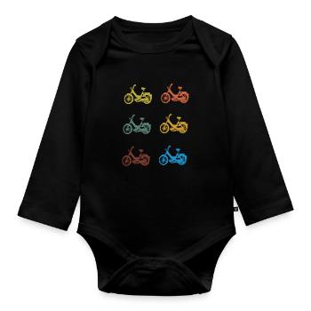 DDR Moped Oldtimer Roller Mofa Scooter 2 Takter - Organic Longsleeve Baby Bodysuit - black - Front