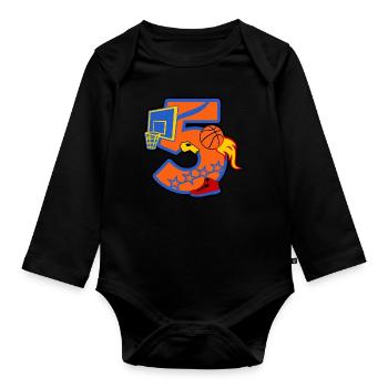 Basketball 5ème anniversaire Numéro 5 - 5 ans - Body Bébé bio manches longues - noir - Devant