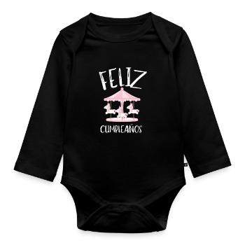 Carnival Party Birthday Girl Cumpleaños Carousel - Baby Bio-Langarm-Body - Schwarz - Vorne