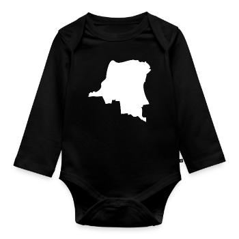 Drapeau de la carte du Congo - Body Bébé bio manches longues - noir - Devant