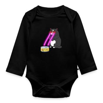 Chat avec des yeux laser - Body Bébé bio manches longues - noir - Devant