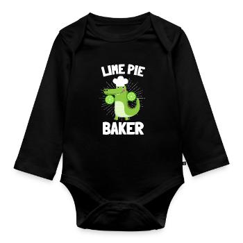 Key Lime Pie Lemon Tart Dessert - Organic Longsleeve Baby Bodysuit - black - Front
