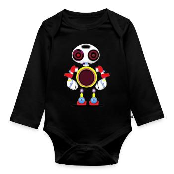 Bunter und verrückter Roboter - Baby Bio-Langarm-Body - Schwarz - Vorne
