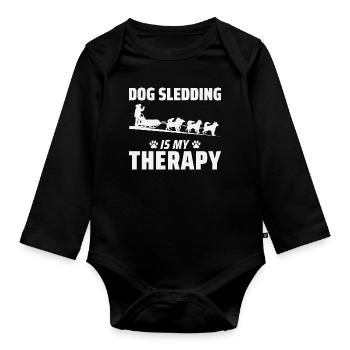 Husky Schlitten Schlitten Hunderennen Alaskan Racers Vater - Baby Bio-Langarm-Body - Schwarz - Vorne