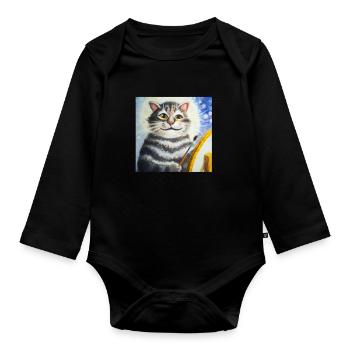 Cat Art History - Organic Longsleeve Baby Bodysuit - black - Front