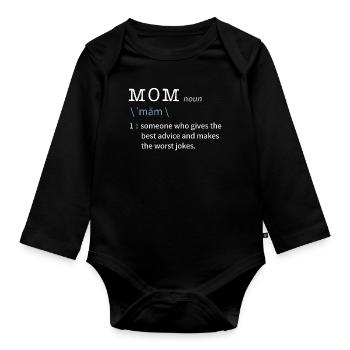 Mom Lexikon - Muttertag - Baby Bio-Langarm-Body - Schwarz - Vorne