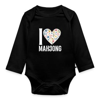 Cats Playing Mahjong - Baby Bio-Langarm-Body - Schwarz - Vorne