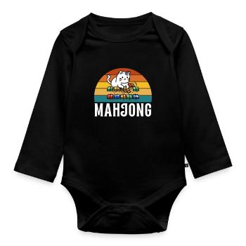 Cats Playing Mahjong - Baby Bio-Langarm-Body - Schwarz - Vorne