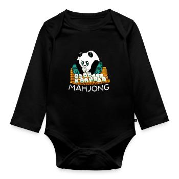 Cats Playing Mahjong - Baby Bio-Langarm-Body - Schwarz - Vorne
