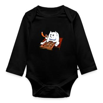 Cats Playing Mahjong - Baby Bio-Langarm-Body - Schwarz - Vorne