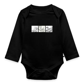 Cats Playing Mahjong - Baby Bio-Langarm-Body - Schwarz - Vorne