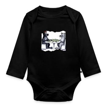 Cats Playing Cards - Baby Bio-Langarm-Body - Schwarz - Vorne