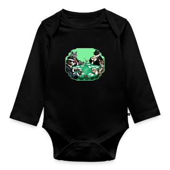 Cats Playing Cards - Baby Bio-Langarm-Body - Schwarz - Vorne