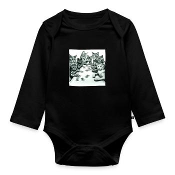 Cats Playing Cards - Baby Bio-Langarm-Body - Schwarz - Vorne