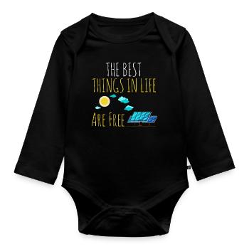 Solarenergie Sonnenkollektor Beste Sache im Leben Free S - Baby Bio-Langarm-Body - Schwarz - Vorne