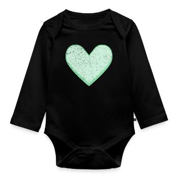 Sugar heart Sugar heart candy turquoise - Organic Longsleeve Baby Bodysuit - black - Front