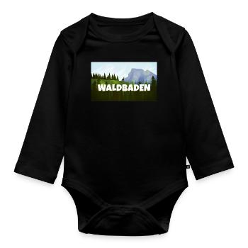Waldbaden Achtsamkeitstrainer Natur Entspannung - Baby Bio-Langarm-Body - Schwarz - Vorne