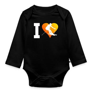 Skiing Freestyle Skifahrer Ski Skifahrer - Baby Bio-Langarm-Body - Schwarz - Vorne