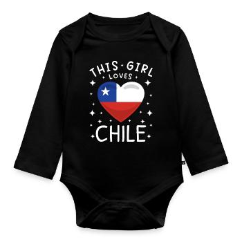 Chile Flag South America Chilean Flag Vintage - Organic Longsleeve Baby Bodysuit - black - Front