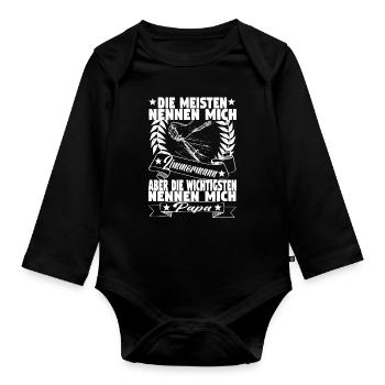 Zimmermann Papa Holzbauer Vater Zimmerer Holzbau - Baby Bio-Langarm-Body - Schwarz - Vorne