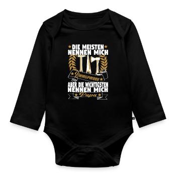 Zimmermann Papa Holzbauer Vater Zimmerer Holzbau - Baby Bio-Langarm-Body - Schwarz - Vorne