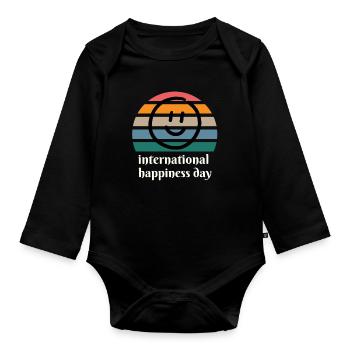 International Day Of Happiness - Organic Longsleeve Baby Bodysuit - black - Front