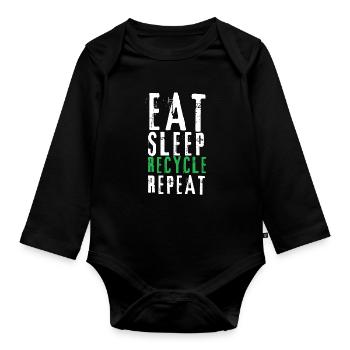 Recycle, I Love Recycling - Organic Longsleeve Baby Bodysuit - black - Front