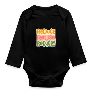 Recycle, I Love Recycling - Organic Longsleeve Baby Bodysuit - black - Front