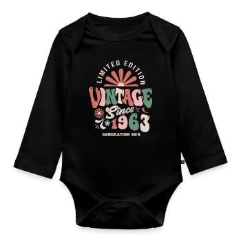 1963 Anniversary 60 Years vintage - Organic Longsleeve Baby Bodysuit - black - Front