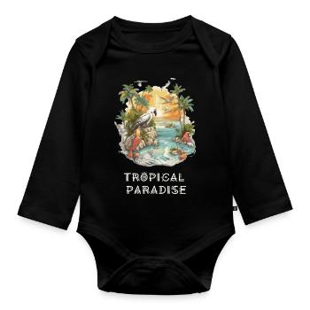 Tropical Paradise - Organic Longsleeve Baby Bodysuit - black - Front