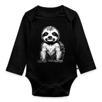 Sloth Fatigue Sloth Drawing Sloths - Organic Longsleeve Baby Bodysuit - black - Front