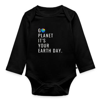 Go Planet It's Your Earth Day Rainbow - Baby Bio-Langarm-Body - Schwarz - Vorne
