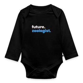 Future Zoologist Birthday Wildlife - Organic Longsleeve Baby Bodysuit - black - Front