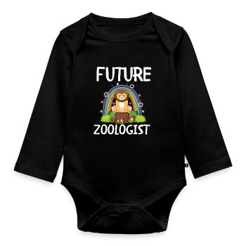 Future Zoologist Birthday Wildlife - Organic Longsleeve Baby Bodysuit - black - Front