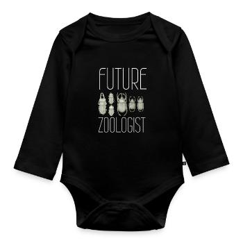 Future Zoologist Birthday Wildlife - Organic Longsleeve Baby Bodysuit - black - Front