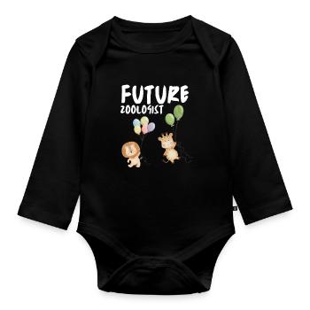 Future Zoologist Birthday Wildlife - Organic Longsleeve Baby Bodysuit - black - Front