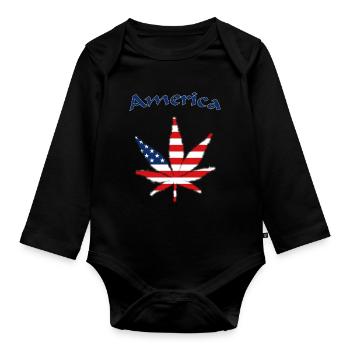 United States of America, USA, America - Baby Bio-Langarm-Body - Schwarz - Vorne