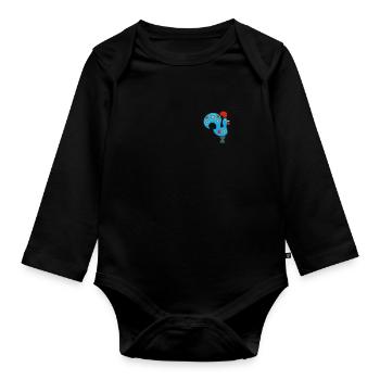 Galo De Barcelos Portuguese Rooster - Baby Bio-Langarm-Body - Schwarz - Vorne