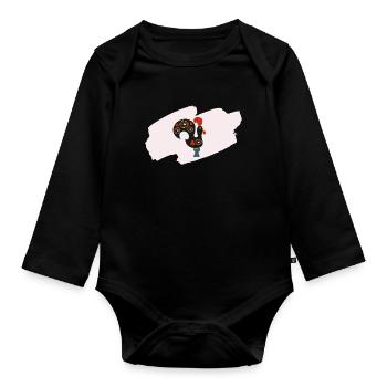 Galo de Barcelos Coq portugais - Body Bébé bio manches longues - noir - Devant