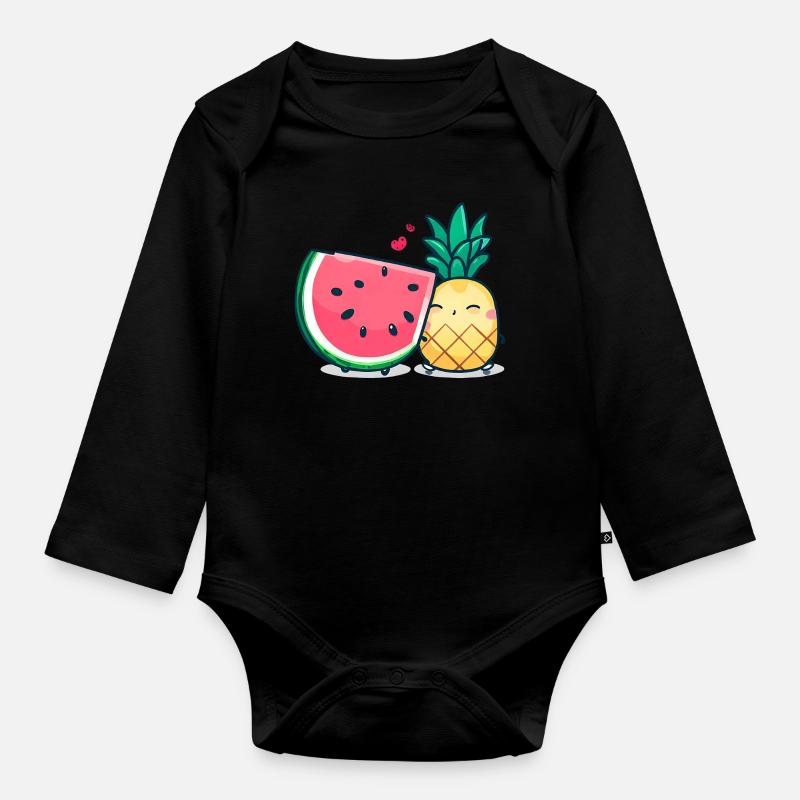 Les meilleurs amis de la pastèque et de l’ananas - Body Bébé bio manches longues - noir