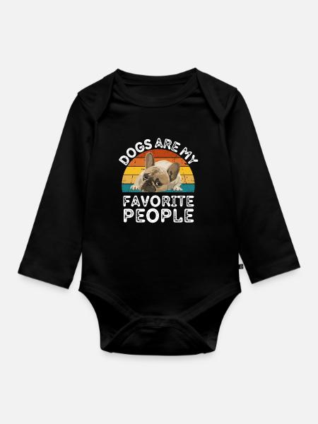 Honden zijn mijn favoriete mensen - Baby bio-rompertje met lange mouwen - zwart