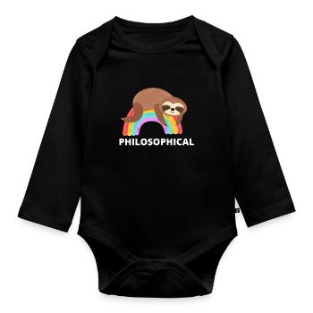 Philosophical Debate Feeling Philoslothical - Organic Longsleeve Baby Bodysuit - black - Front