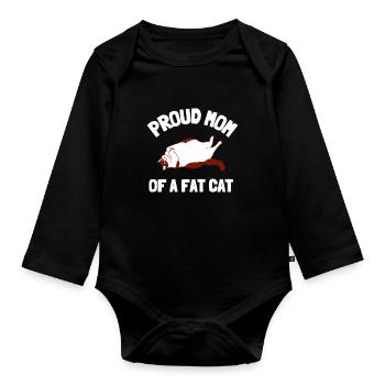 Obésité du gros chat - Body Bébé bio manches longues - noir - Devant