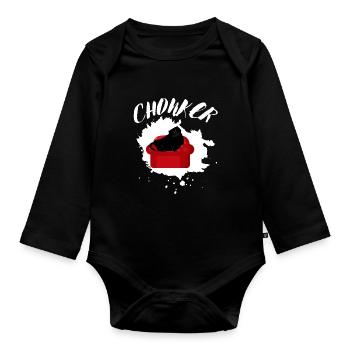 Chonk Cat Obesity - Organic Longsleeve Baby Bodysuit - black - Front