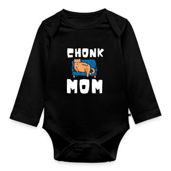 Chonk Cat Obesity - Organic Longsleeve Baby Bodysuit - black - Front