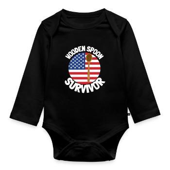 J’ai survécu à la cuillère de bois - Parenting - Body Bébé bio manches longues - noir - Devant