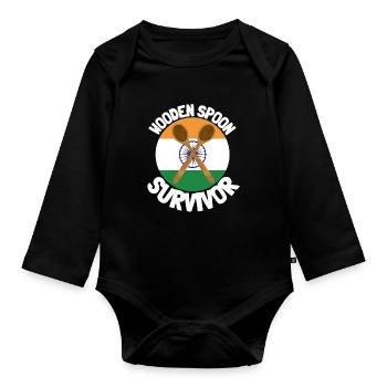 J’ai survécu à la cuillère de bois - Parenting - Body Bébé bio manches longues - noir - Devant